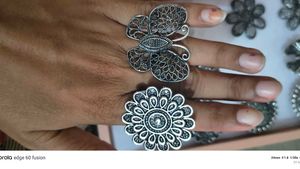 Oxidised Silver Floral &amp; Butterfly Ring Collection