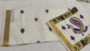 kerala cottton  Silk Saree with Golden Border
