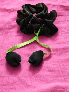 Cute Dark Brown Scrunchie with Ribbon