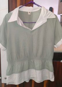 Chic Mint Green & White Layered Top