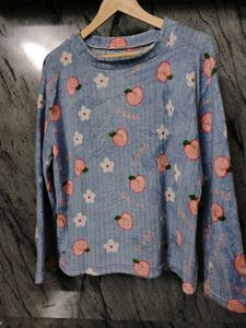 Cute Peach Print Cozy Top