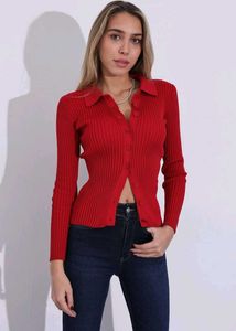 Chic Red Cable Knit Cardigan