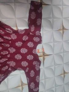 Maroon Printed Kurta Set