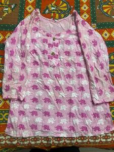 Jaipuri Pink Elephant Print Kurta