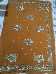 Embellished Mustard Yellow Saree