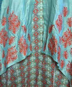 Beautiful Aqua Kurta with Red Embroidery