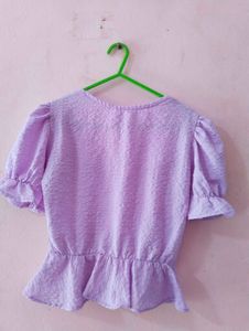 Cute Purple Puff Sleeve Top