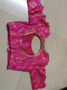 Vibrant Pink Silk Saree with Gold Border
