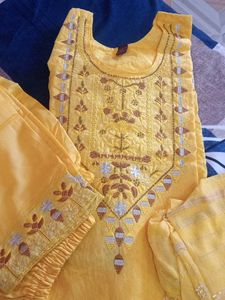 Yellow Embroidered Kurta Set