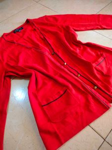 Red Button-Down Cardigan 🍂🍁🍄🏵️🔥🦐