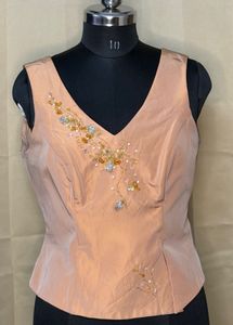 Elegant Beaded V-Neck Corset Top