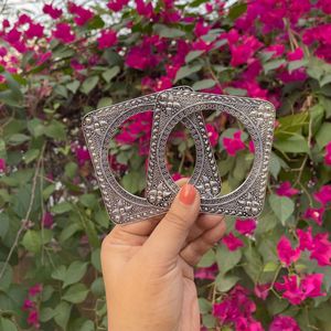 Oxidized Silver Bangle Set - 2.6