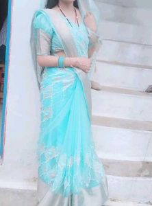 Beautiful Sky Blue Saree