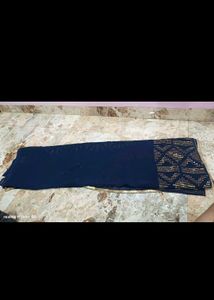 Elegant Navy Blue Saree with Gold sequence