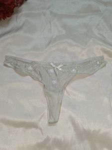 Delicate Lace Trim Thong Panty