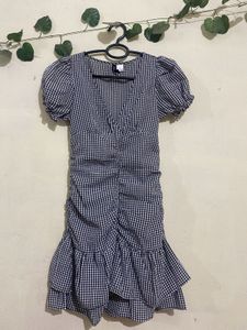 H&M Chic Gingham Ruffle Dress