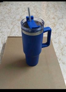 Durable Blue Tumbler with Straw