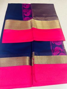 Semi Silk Jarcaud Navyblue Saree