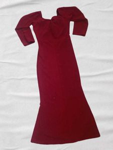 Sequin Maroon Maxi Dress with Slit (UNUSED)