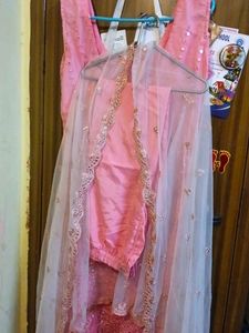 Pink Embellished Kurta Set with Dupatta