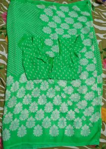 Green Synthetic Daily Wear Saree
