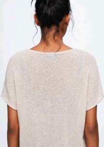 Cream Textured Short Sleeve Top