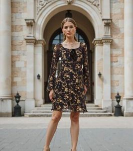 Shein Chic Printed Long Sleeve Mini Dress