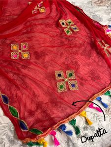 Red &amp; Green Embroidered Gown Set | SHALWAR KAMEEZ