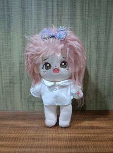 Cute Plush Doll with Pink Hair