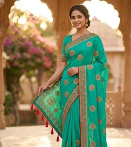 Green Embroidered Saree