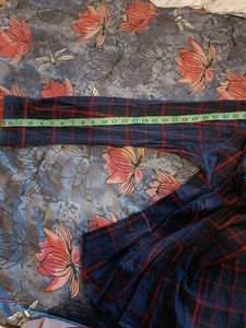 Blue and Red Plaid Long Sleeve Shirt