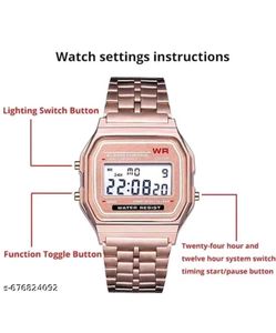 Retro Digital Watch - Rose Gold