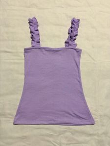 SSS Purple Ruffled Strap Tank Top