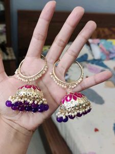 Jhumka Earrings with Pearl and Beads