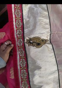 Elegant Pink &amp; Gold Saree wth blouse