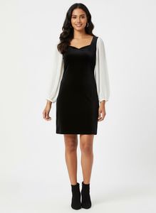 Chic Black Velvet Mini Dress free size dres