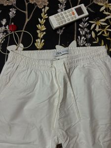 Zara White Relaxed Fit Pants
