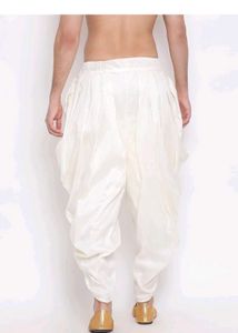 VASTRAMAY Men’s Off-White Cotton Silk Dhoti – Free