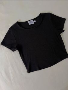 Princess Polly Black Ribbed Crop Top