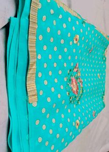 ✨💙Beautiful Cyan Colour Saree ✨💙