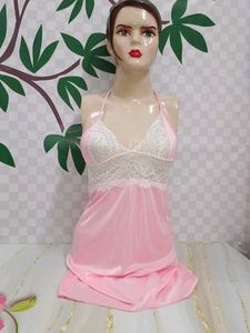 (100)Pink Lace Babydoll Lingerie