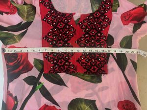 Beautiful Pink Rose Print Kurta