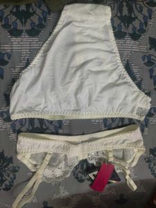 Teal Lace Trimmed Bra and Panty Set