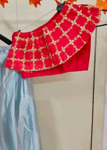 Red &amp; steel grey Lehenga Choli Set