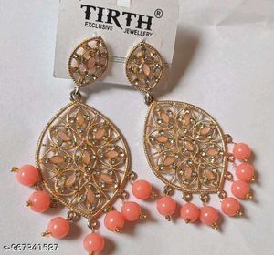Elegant Gold &amp; Coral Dangle Earrings