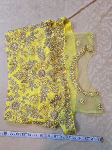 Stunning Yellow &amp; Grey Embroidered Lehenga Choli