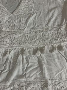 Boho White Tassel Dress