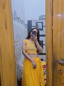 Embroidered Yellow Blouse with Mirror Work