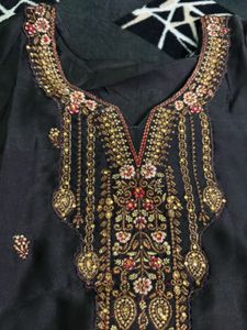 Elegant Embroidered Black Kurta