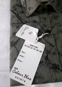 Men's Abstract Print Casual Greyish Green Shirt XL